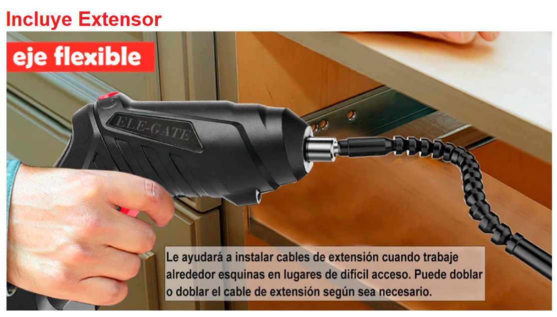 Kit de Desarmador Inalambrico Recargable con Ajuste de Posicion 30 en 1.