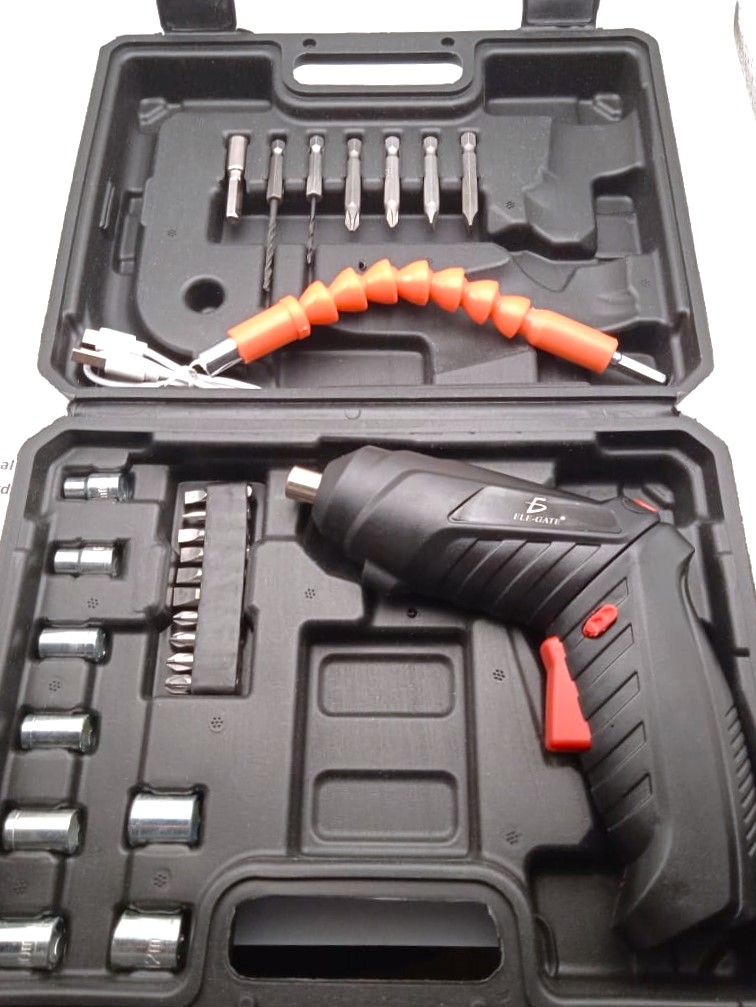 Kit de Desarmador Inalambrico Recargable con Ajuste de Posicion 30 en 1.