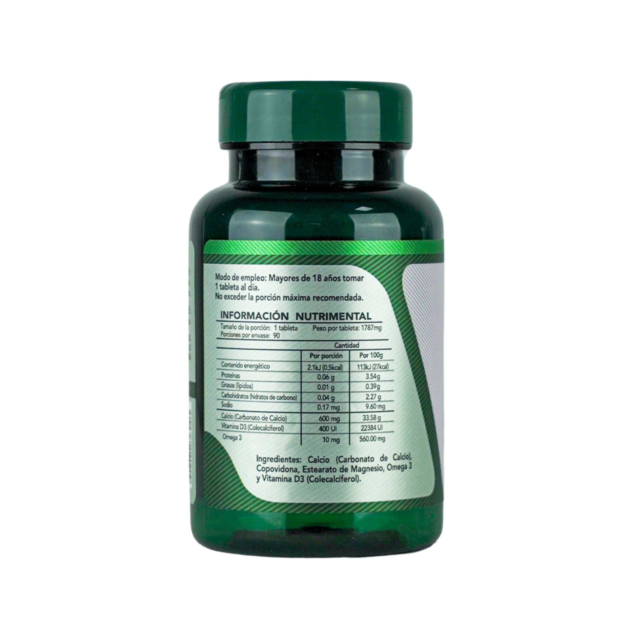 Herbalia Lab | Calcio Max 600 Triple Fuerza con Vitamina D3 y Omega 3 - 90 Tabletas