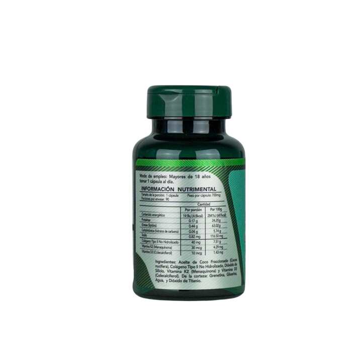 Herbalia Lab | Colágeno No Hidrolizado Tipo II con Vitamina K y D3, Nutrición Óptima + Apoyo Óseo - 90 Cápsulas