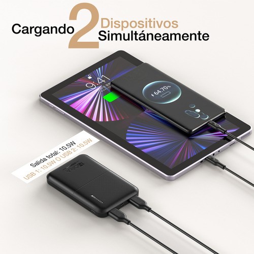 Mini Power Bank Batería Portátil 5000mah Negra