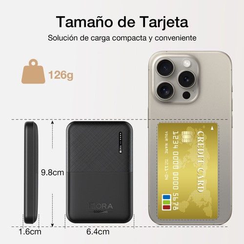 Mini Power Bank Batería Portátil 5000mah Negra