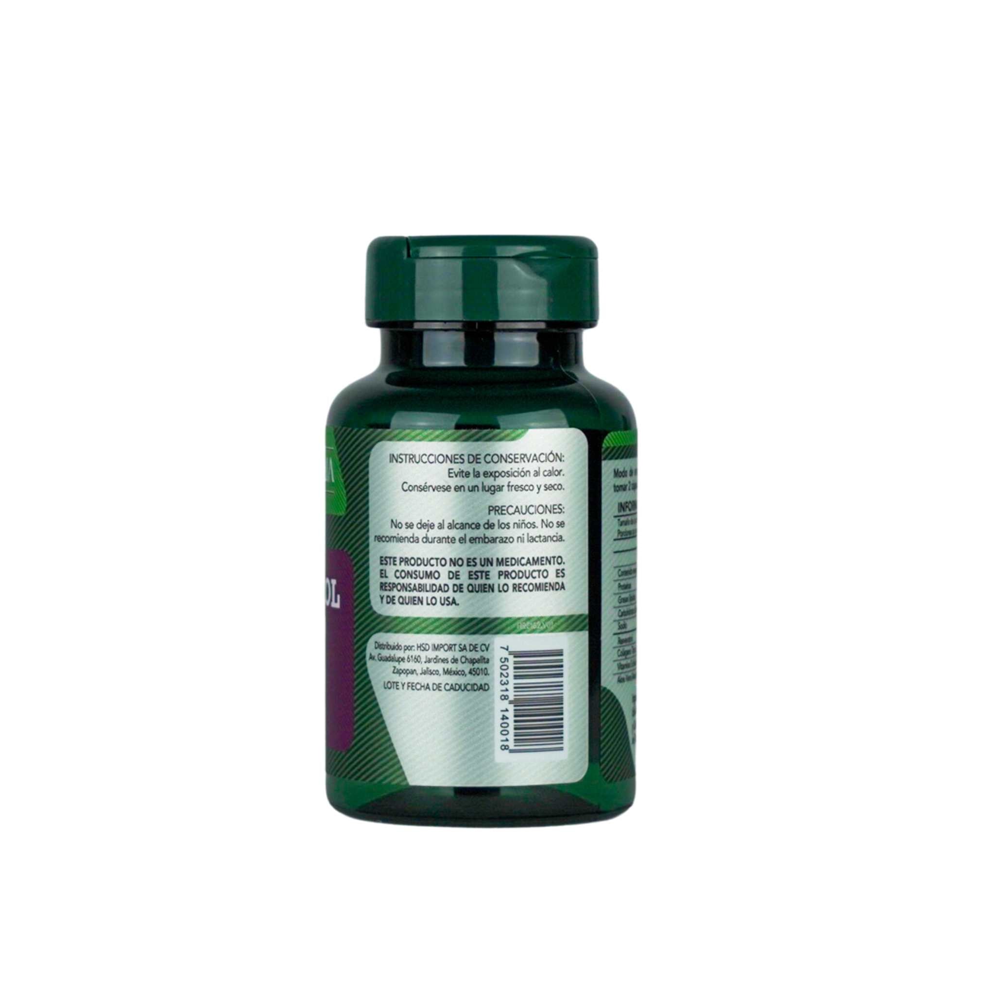 Herbalia Lab | Resveratrol 500mg con Vitamina E y Colágeno, Antioxidante Superior para Salud y Piel - 90 Cápsulas