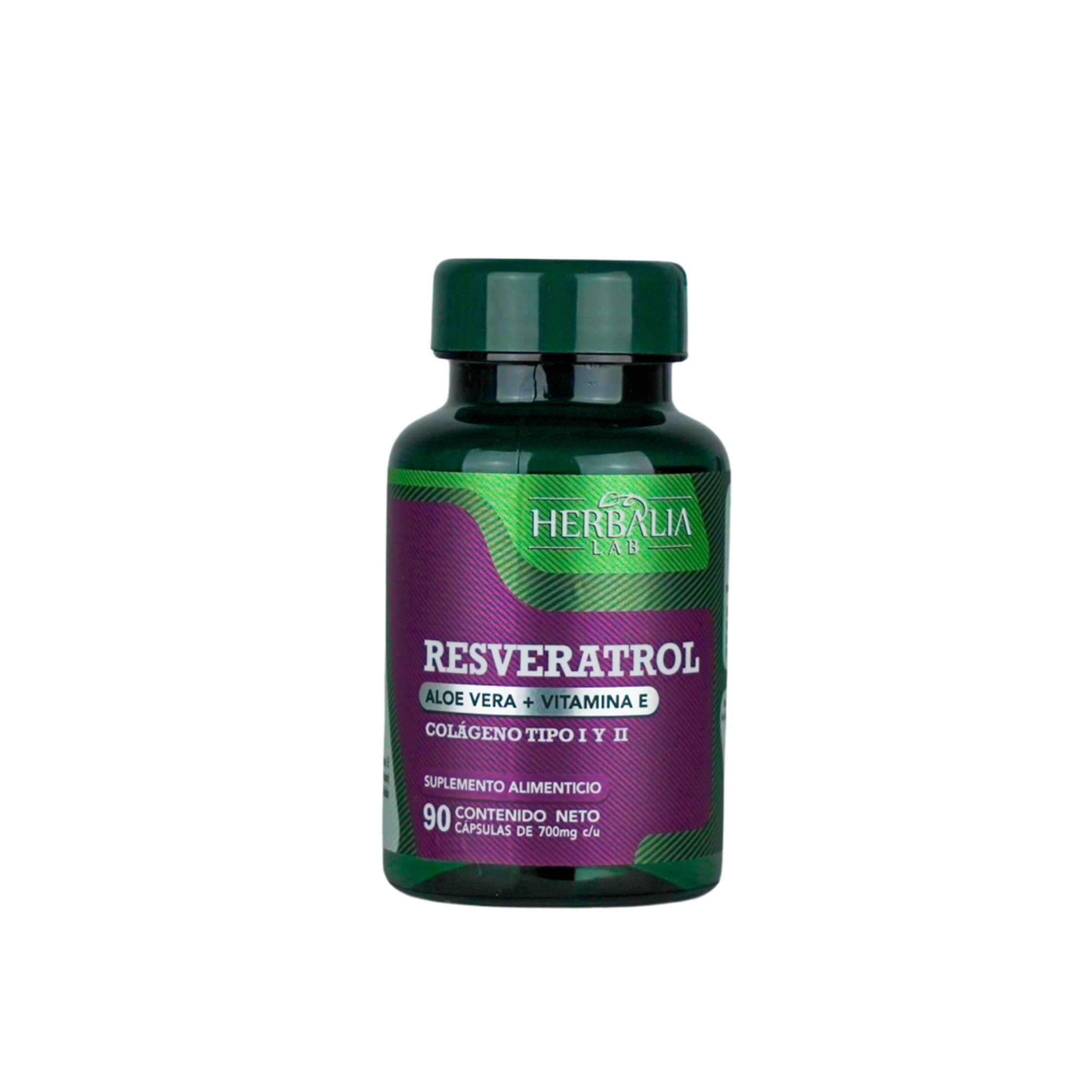 Herbalia Lab | Resveratrol 500mg con Vitamina E y Colágeno, Antioxidante Superior para Salud y Piel - 90 Cápsulas
