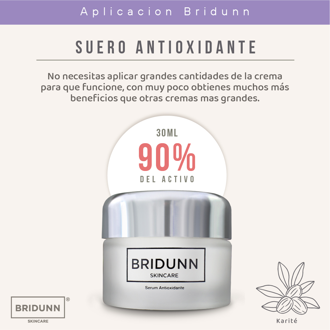 Crema Facial Antioxidante para Retardar Envejecimiento Facial BRIDUNN SKINCARE con vitaminas Antioxidantes Naturales