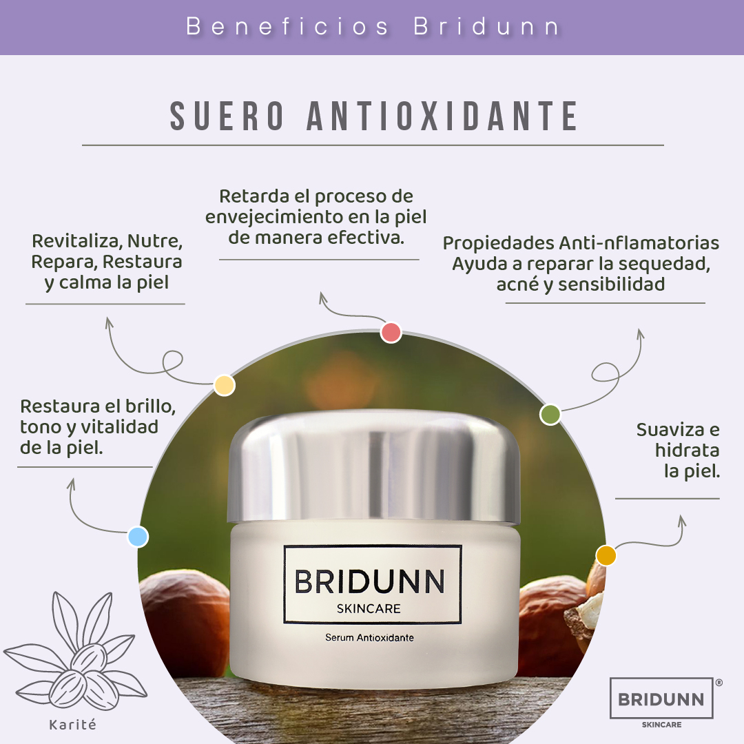 Crema Facial Antioxidante para Retardar Envejecimiento Facial BRIDUNN SKINCARE con vitaminas Antioxidantes Naturales