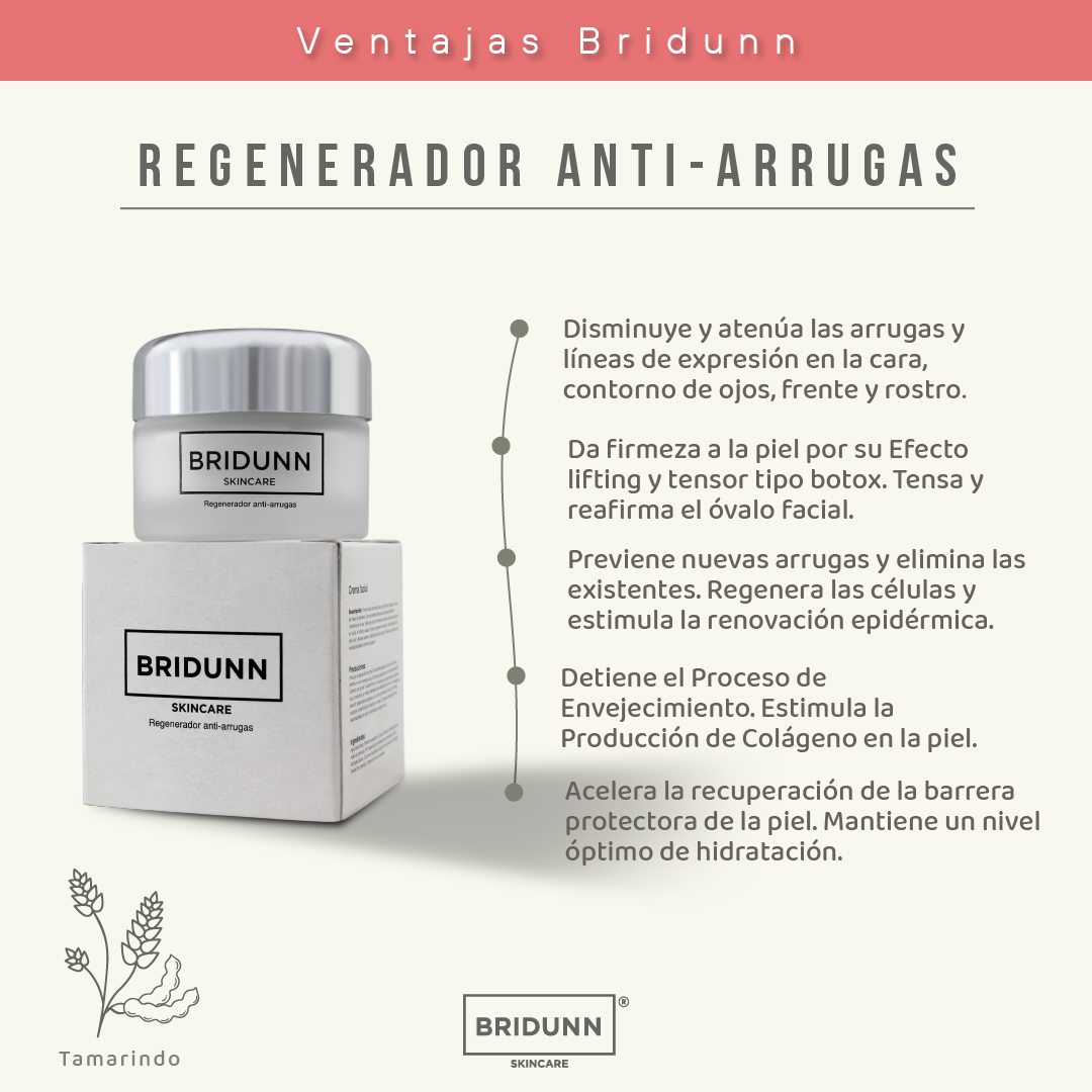Crema Facial Reafirmante Antiarrugas  Natural BRIDUNN SKINCARE  Antiedad, Efecto lifting Tensor tipo Botox, 