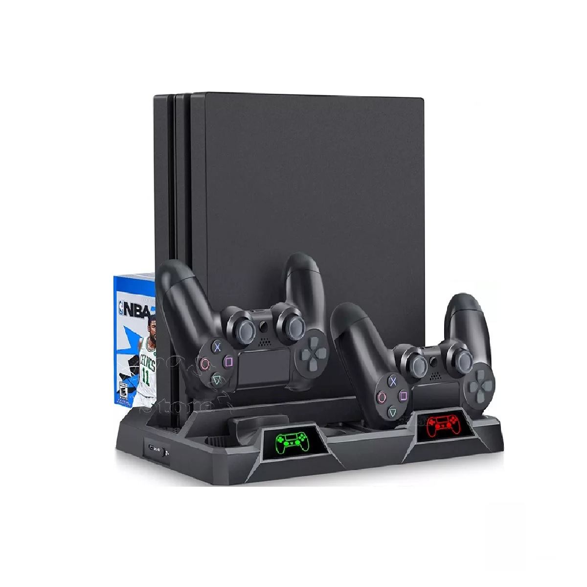 Base Vertical Enfriadora Cargador Controles Ps4 Slim Y Pro