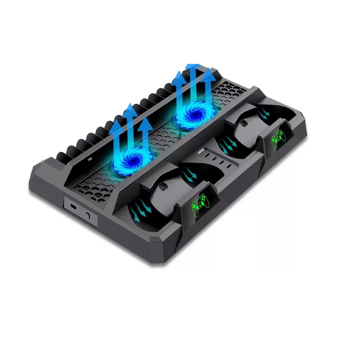 Base Vertical Enfriadora Cargador Controles Ps4 Slim Y Pro