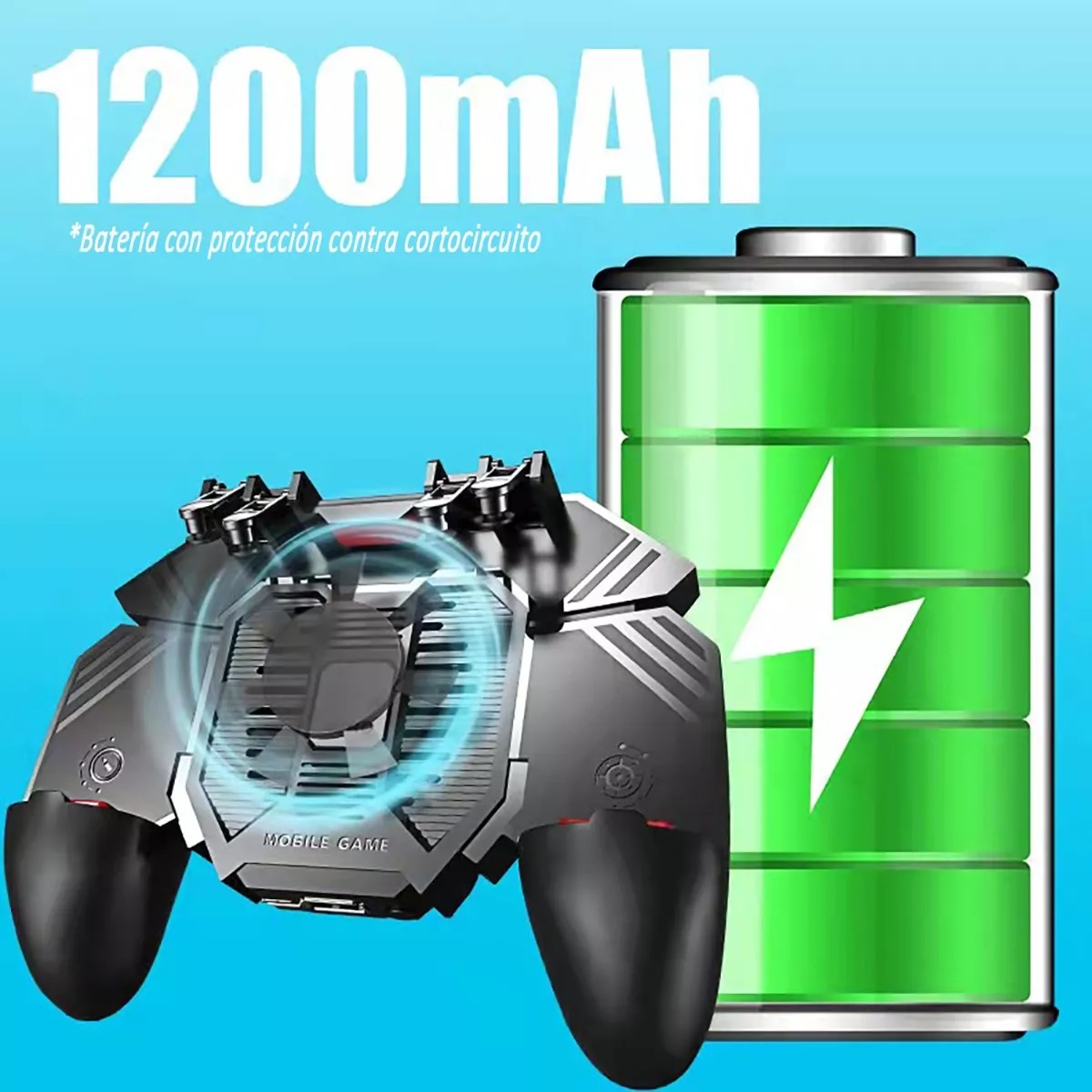 Gamepad 4 Gatillos Ventilador Recargable Control Celular