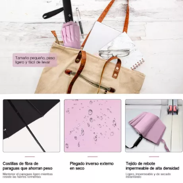 Paraguas Sombrilla De Bolsillo Para La Lluvia, Y Impermeable Automático.