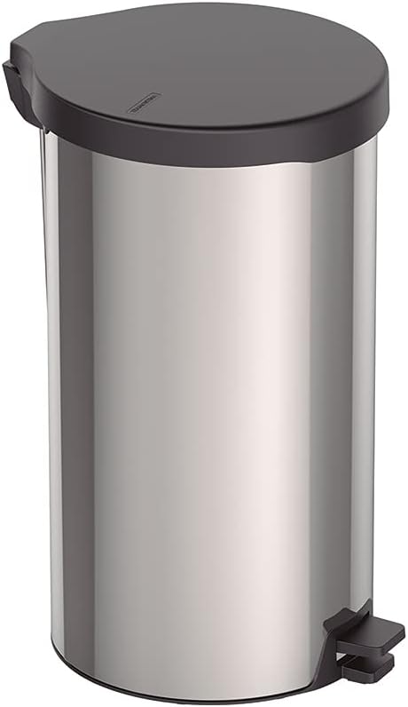 Tramontina Basurero de Acero Inoxidable con Pedal, 20L, Tapa de Plástico