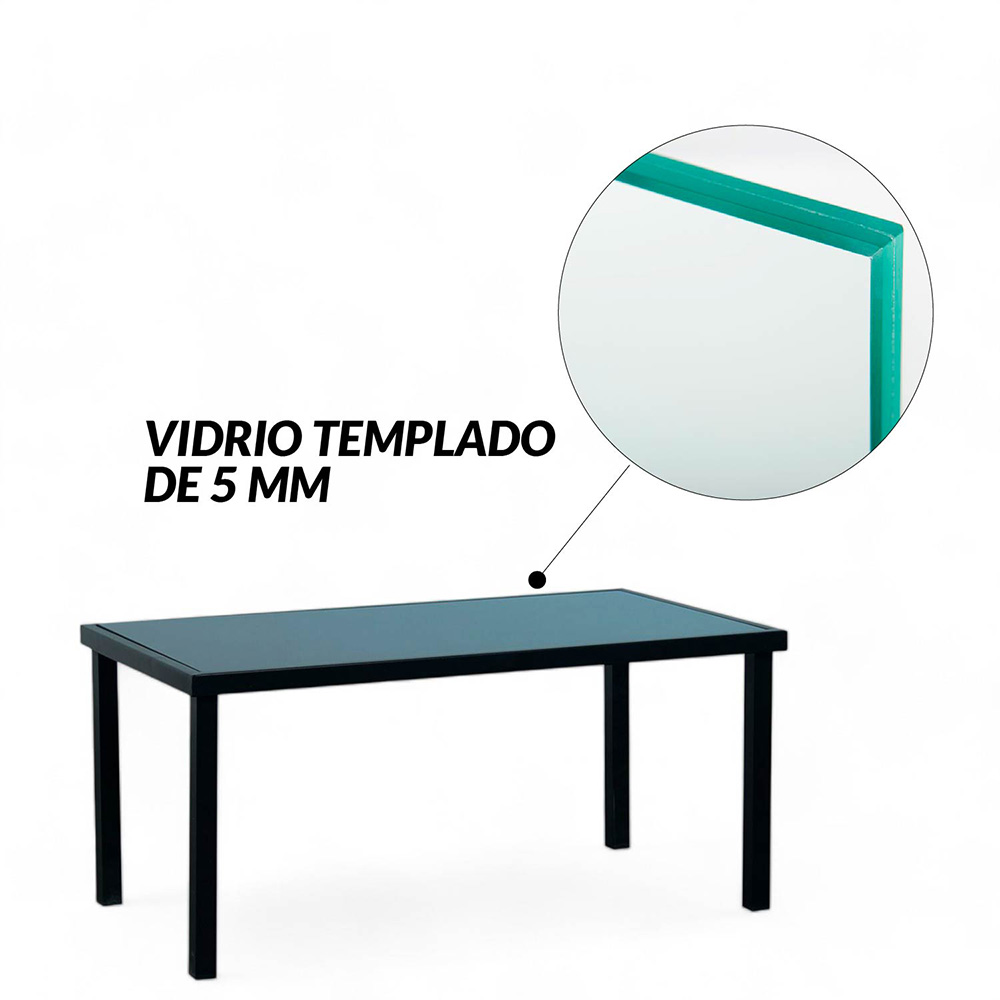 Ilios Innova | Sala de Jardín 4 Pzs Tela y Acero Negro - Elegancia Exterior