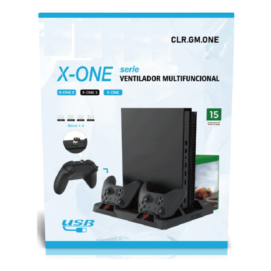 Base Enfriadora para Consola Xbox One X|S y Estacion de Carga para Controles.