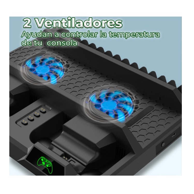 Base Enfriadora para Consola Xbox One X|S y Estacion de Carga para Controles.