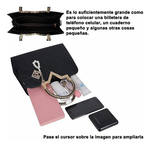 Bolso Tote Bolsos De Mujer Bolsos De Piel Bolsos De Hombro negra detalle dorado