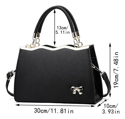 Bolso Bandolera Negra Dama Mano Impermeable De Viaje Laptop negro detalle dorado