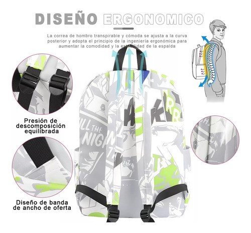 Mochilas Impermeables Escolares De Viaje, Nuevas Mochilas Casuales Para Portátil De Graffiti, Mochila Juvenil Deportiva Moda 