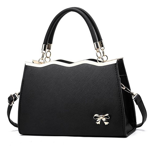 Bolso Bandolera Negra Dama Mano Impermeable De Viaje Laptop negro detalle dorado