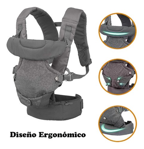 Canguro Para Bebé Portabebés Mochila Ergonomica 4 en 1 GRIS