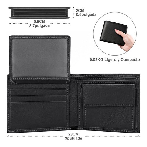 Cartera Para Hombre Billetera Genuina Monederos NEGRO