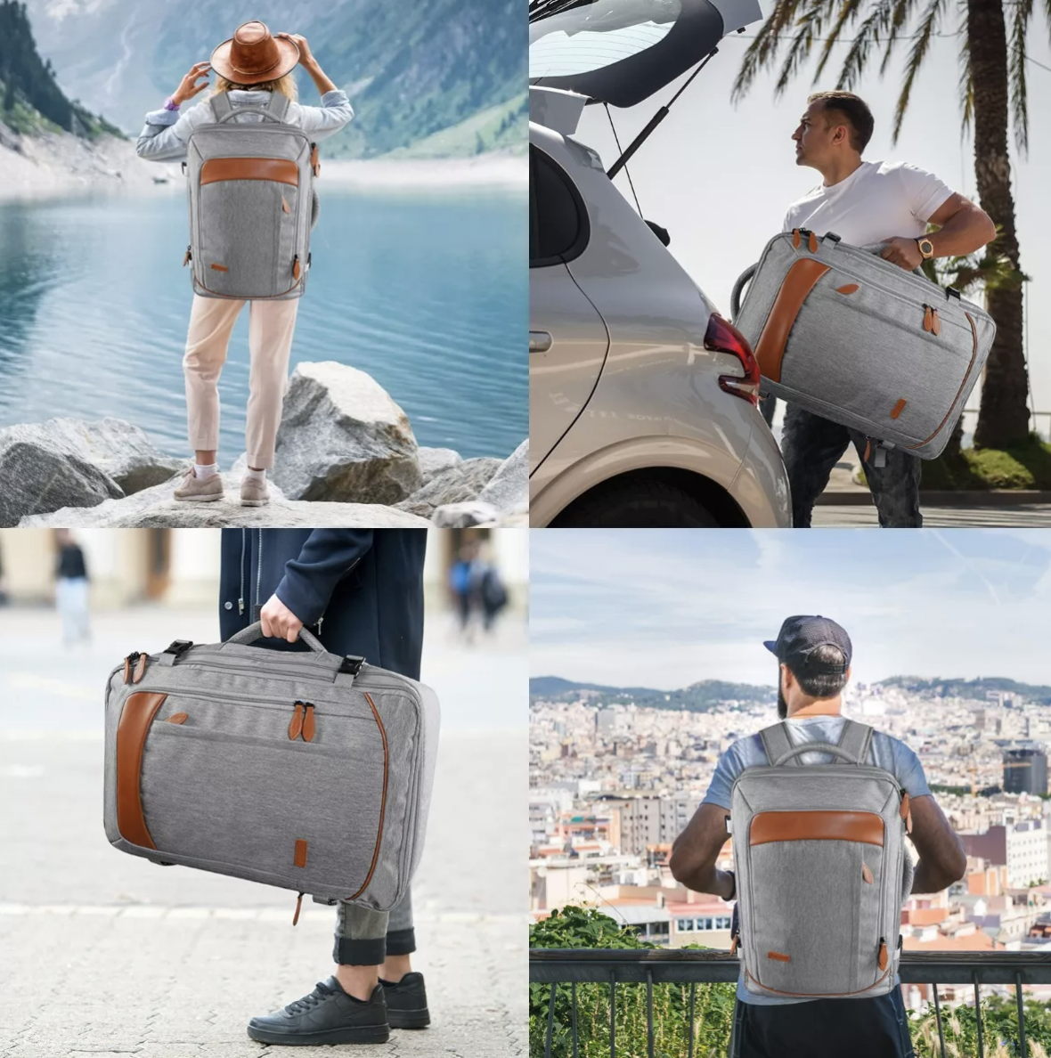 Mochila De Viaje Impermeable Con Correas Extraíbles Expandible Antirrobo Equipaje De Mano De 10 Kg T