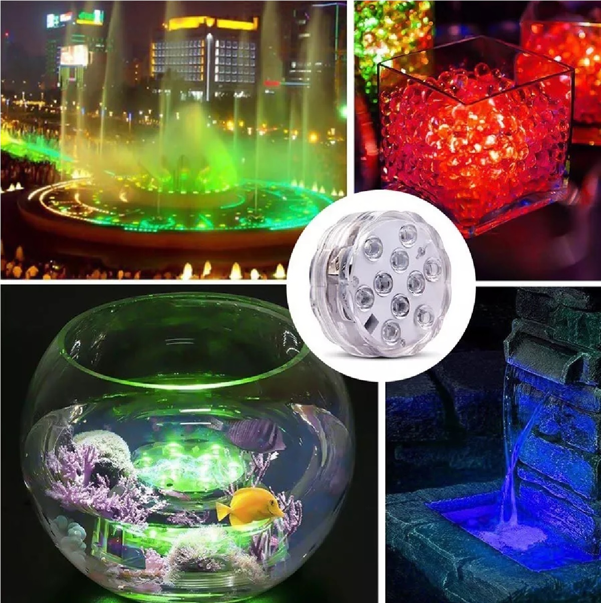 Set Luz Led Rgb Sumergible Para Alberca, 4 Pieza