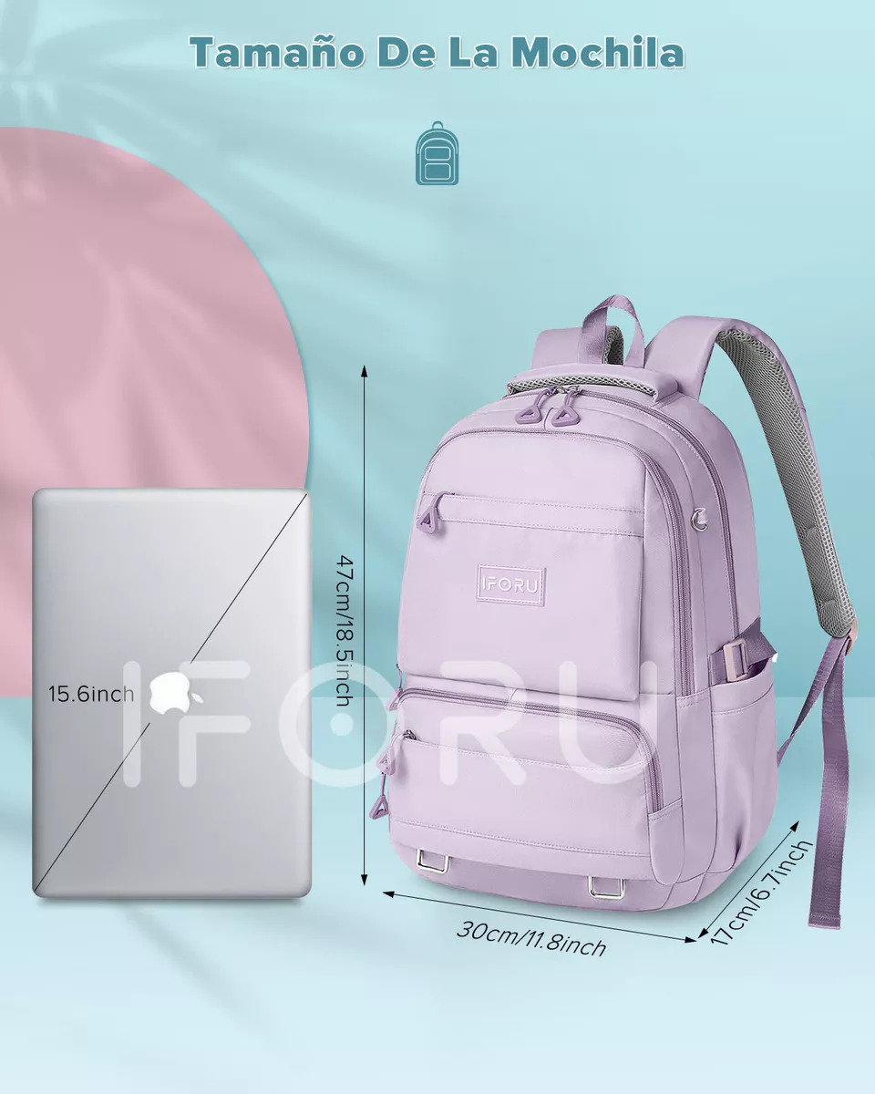 M Mochila Escolar Viaje Bolsa de Mujer Lila Mochilas Para Laptop 15.6 Inch Iforu 30 L