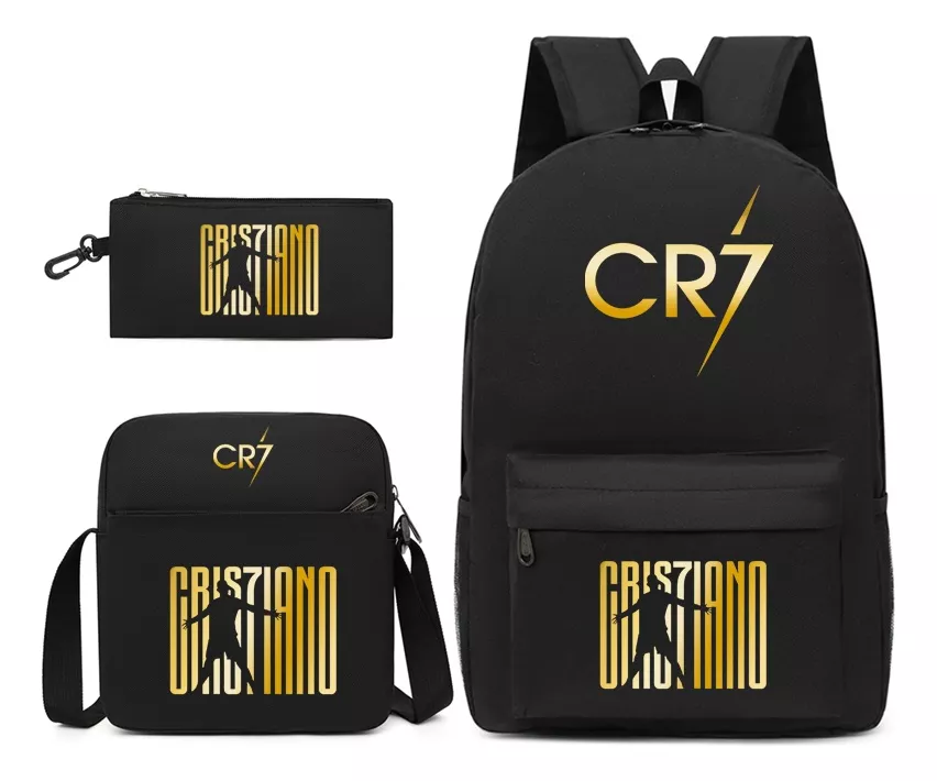 M 3 Piezas Mochilas De Cristiano Ronaldo 7 Color Negro 2 Diseño De La Tela Liso