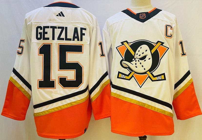 Fabuloso! Jersey Hockey Mighty Ducks Patos BORDADO White Orange Getzaf 15 Talla M