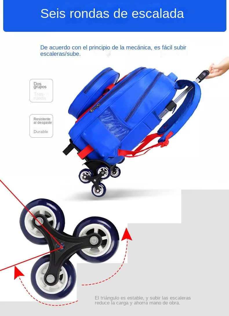 M Spider-man Mochila Escolar Trolley Niños 6 Ruedas Luminosas