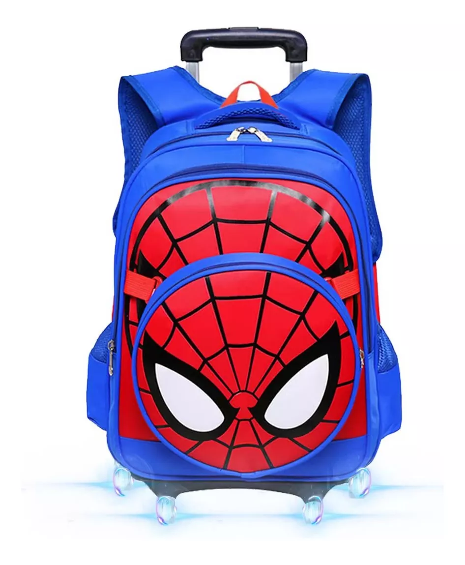 M Spider-man Mochila Escolar Trolley Niños 6 Ruedas Luminosas