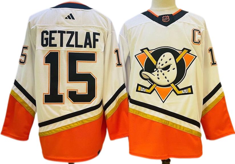 Fabuloso! Jersey Hockey Mighty Ducks Patos BORDADO White Orange Getzaf 15 Talla M