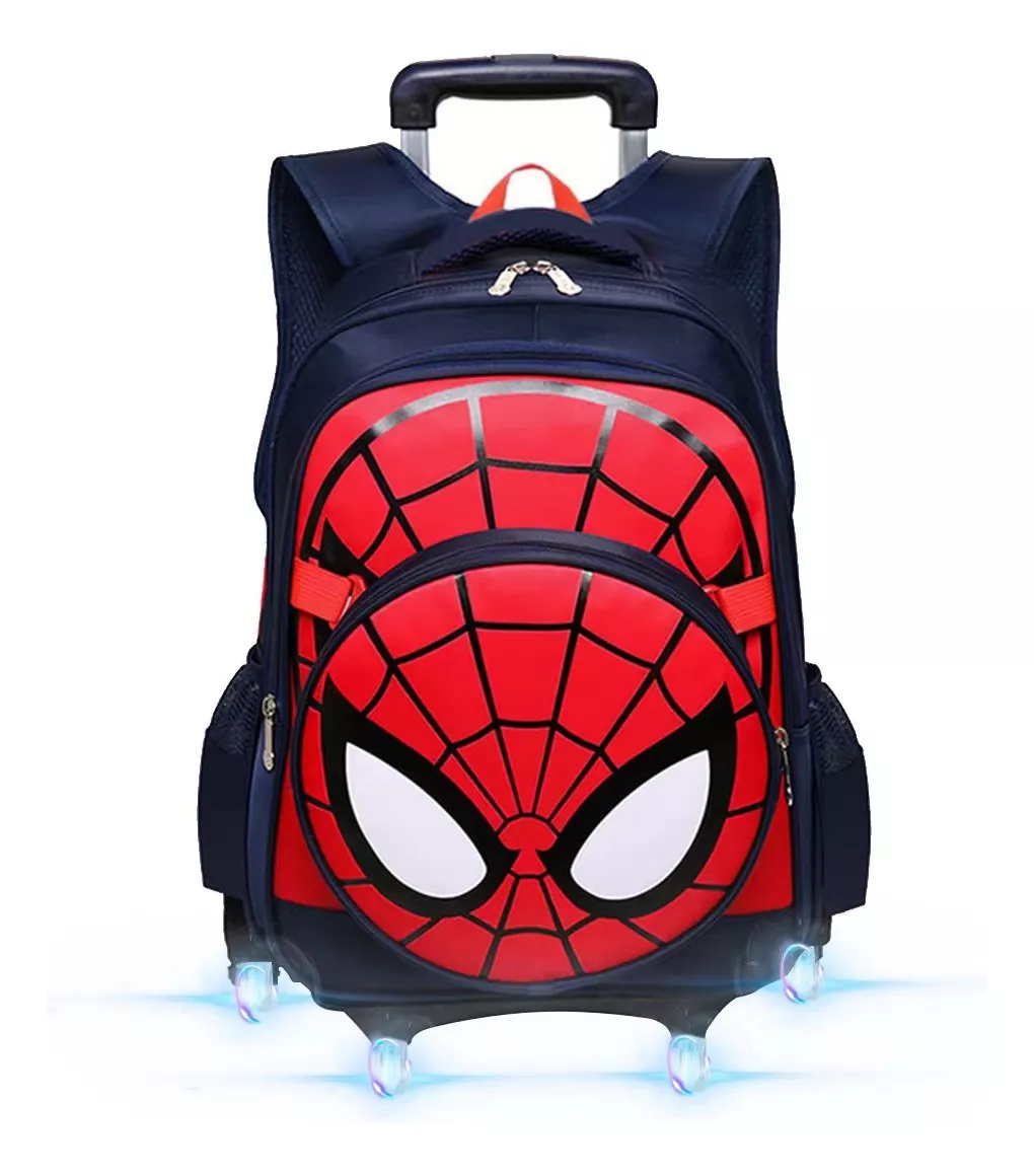 M Spider-man Mochila Escolar Trolley Niños 6 Ruedas Luminosas
