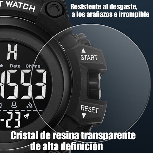 Reloj de Hombre Resistente al agua Con,hora,fecha,alarma negro militar