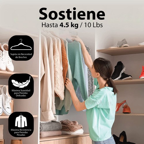 Gancho Para Ropa Terciopelo Antideslizante Premium 50 pzs Rosa claro
