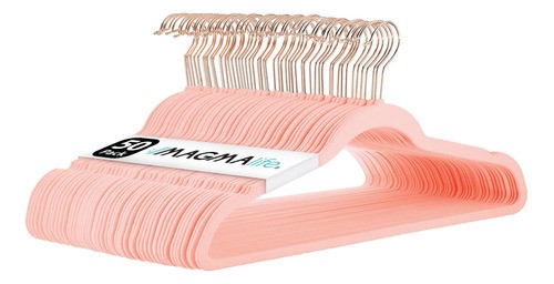 Gancho Para Ropa Terciopelo Antideslizante Premium 50 pzs Rosa claro