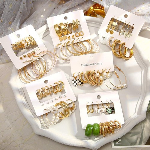 Aretes De Oro Para Mujer Joyeria Broquel Piercing 44 Pares