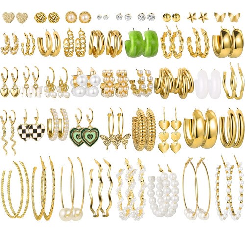 Aretes De Oro Para Mujer Joyeria Broquel Piercing 44 Pares