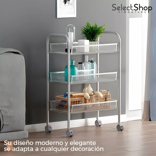 Carrito Organizador Metalico Con Ruedas Multiusos 3 Niveles Color Gris