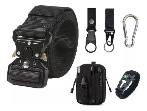 Bolsa Táctica + Cinturón Militar + 3 Ganchos + Pedernal