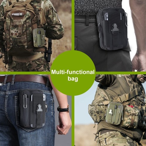 Bolsa Táctica + Cinturón Militar + 3 Ganchos + Pedernal