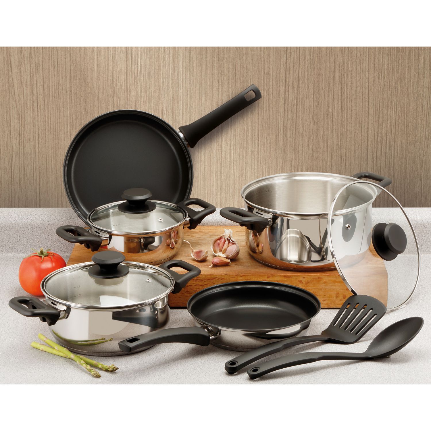 Batería de Cocina Tramontina Primaware 10 Piezas de Acero Inoxidable 
