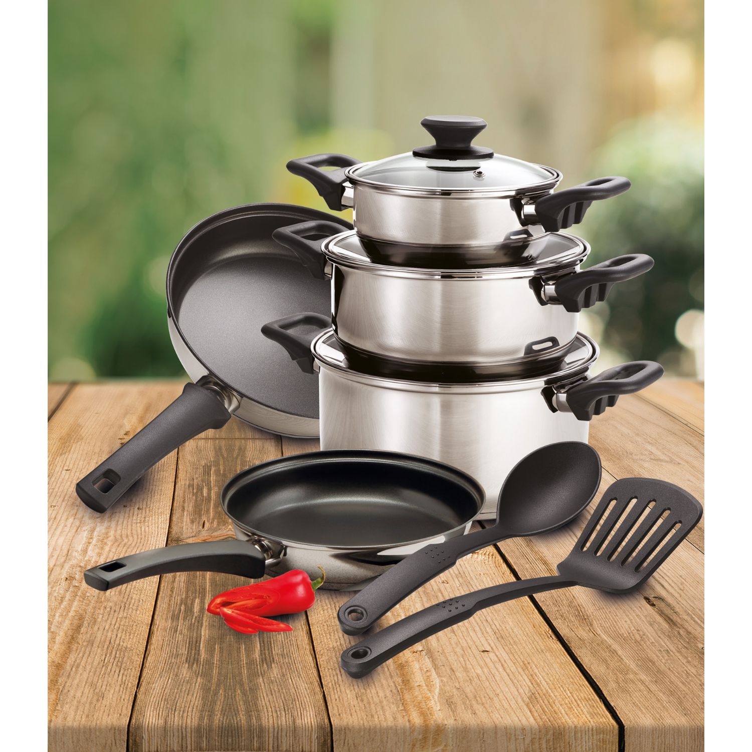 Batería de Cocina Tramontina Primaware 10 Piezas de Acero Inoxidable 