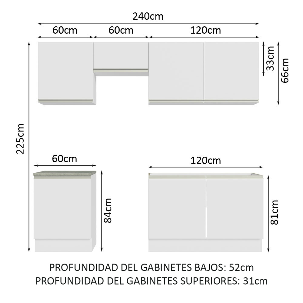 Cocina Integral Completa Modular Madesa Glamy 240cm BB 09