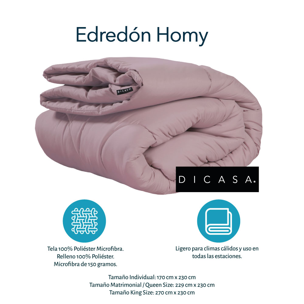 Edredon  Individual  Homy  Dicasa Lila+ Sabanas Softy Platino