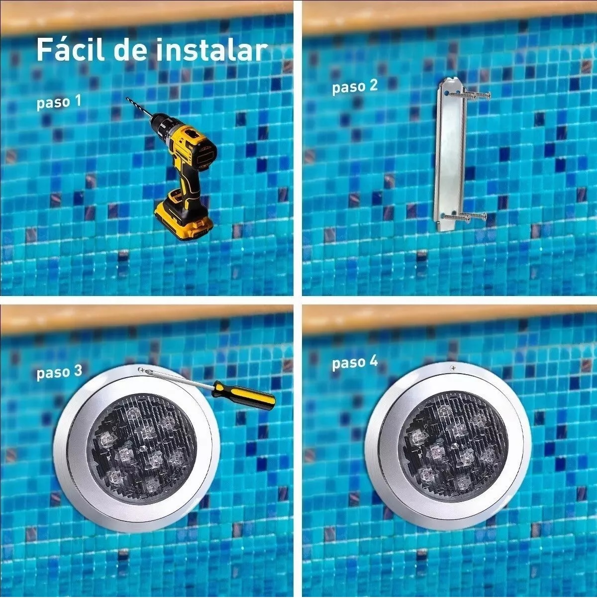 Luz Led Piscina Lampara Para Alberca 24w Rgb + Transformador