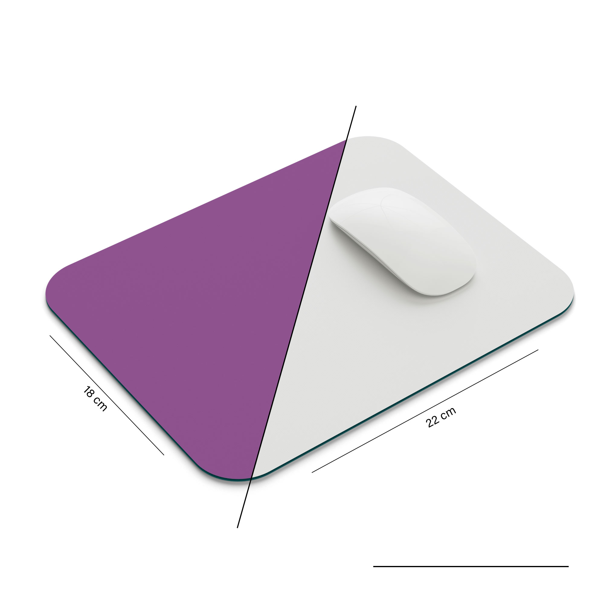 Mouse Pad de 22 * 18cm, Color Morado Mouse Mat de Antideslizante Natural en Neopreno, Alfombrilla de Mouse para Juego Color Duradero de Textura