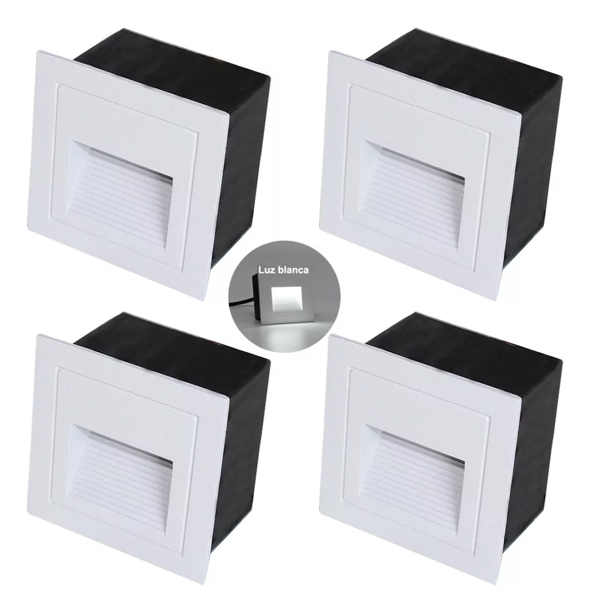 Set Lampara Led Escalera Pared  Foco 3w Ip65 Blanco-luz blanca-6500K 4Piezas