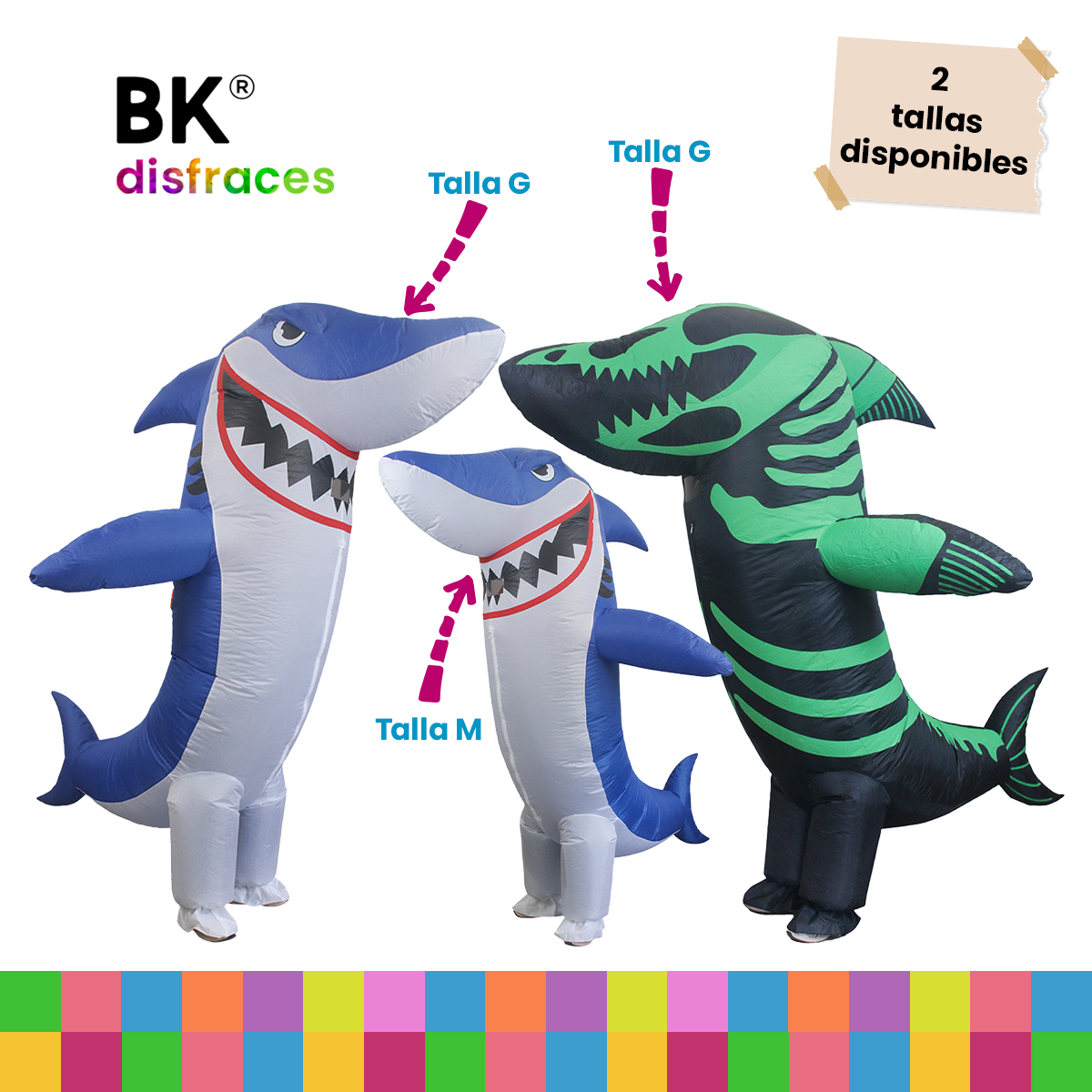 Disfraz Inflable De Halloween Shark Tiburón Premium Toda Ocasión - 2 Tallas Disponibles